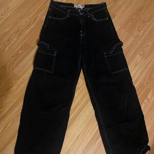 Black Pants with White Stitching